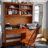 F59. Vermont Precision Woodworks cherrywood desk with hutch. 42&rdquo;h x 52&rdquo;w x 12&rdquo;d 